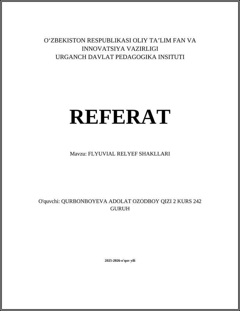 FLYUVIAL RELYEF SHAKLLARI