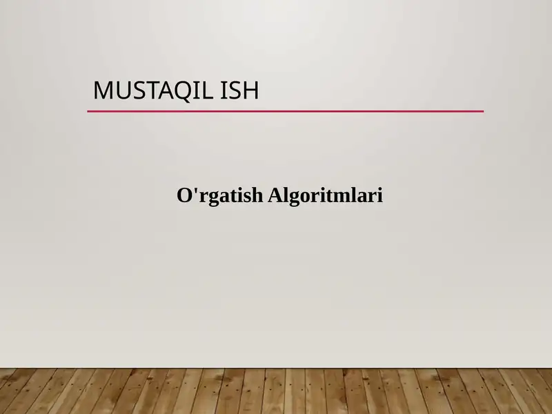 O'rgatish Algoritmlari
