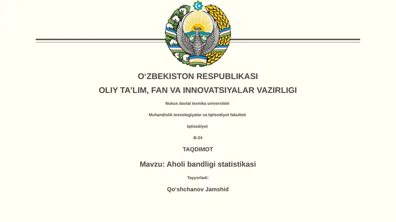 Aholi bandligi statistikasi