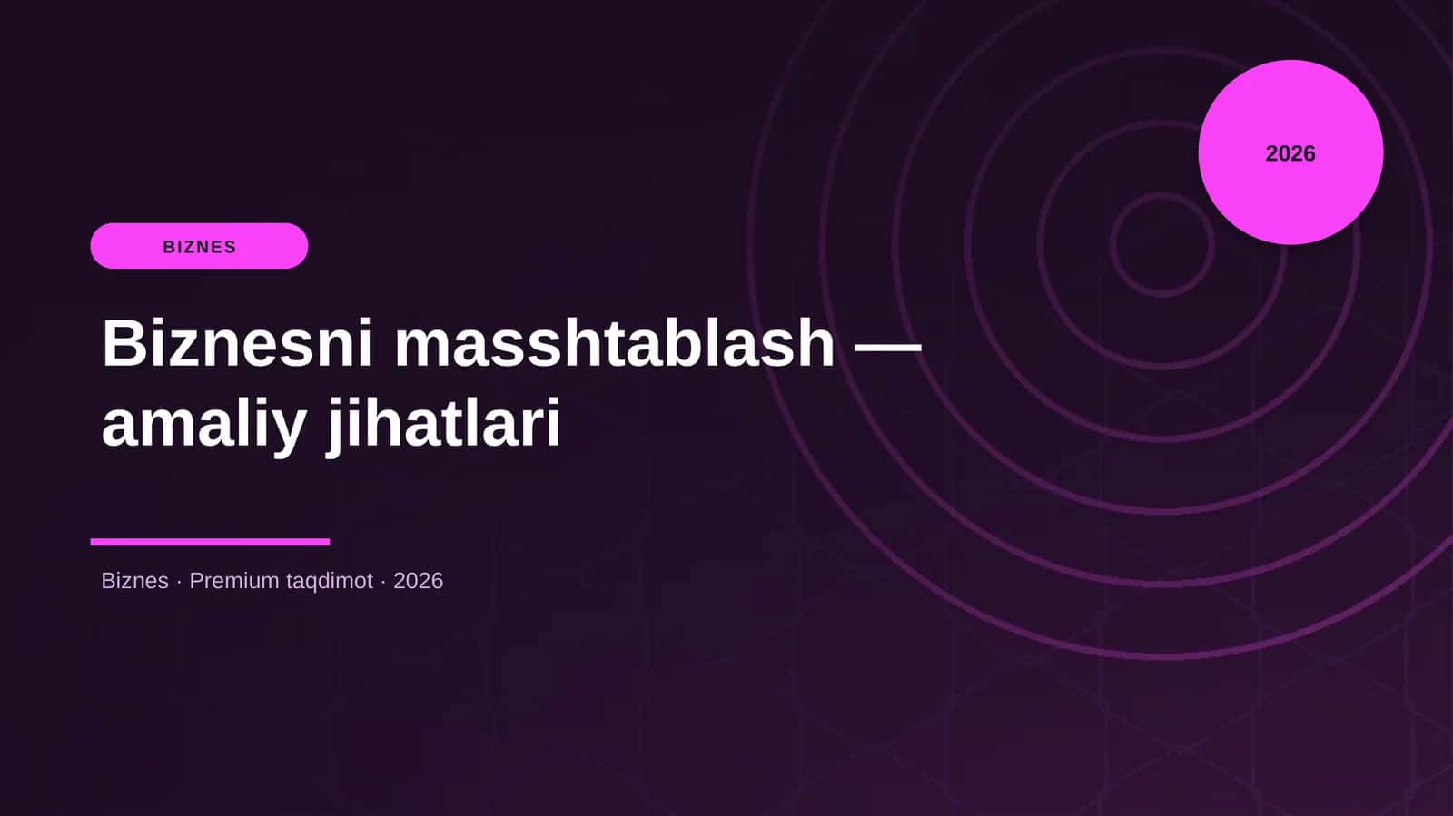 Biznesni masshtablash — amaliy jihatlari