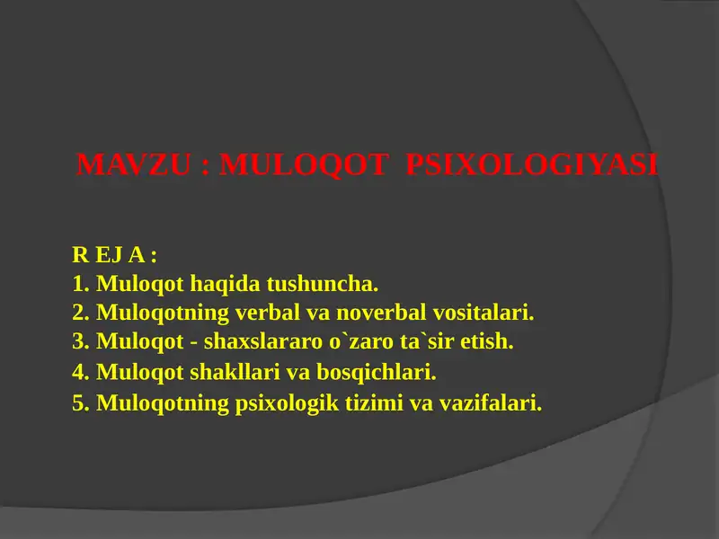 MULOQOT PSIXOLOGIYASI
