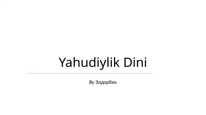 Yahudiylik Dini