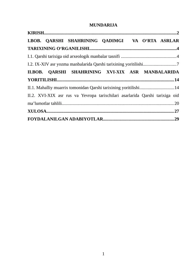 Qarshi Shahri Tarixiga oid manbalar