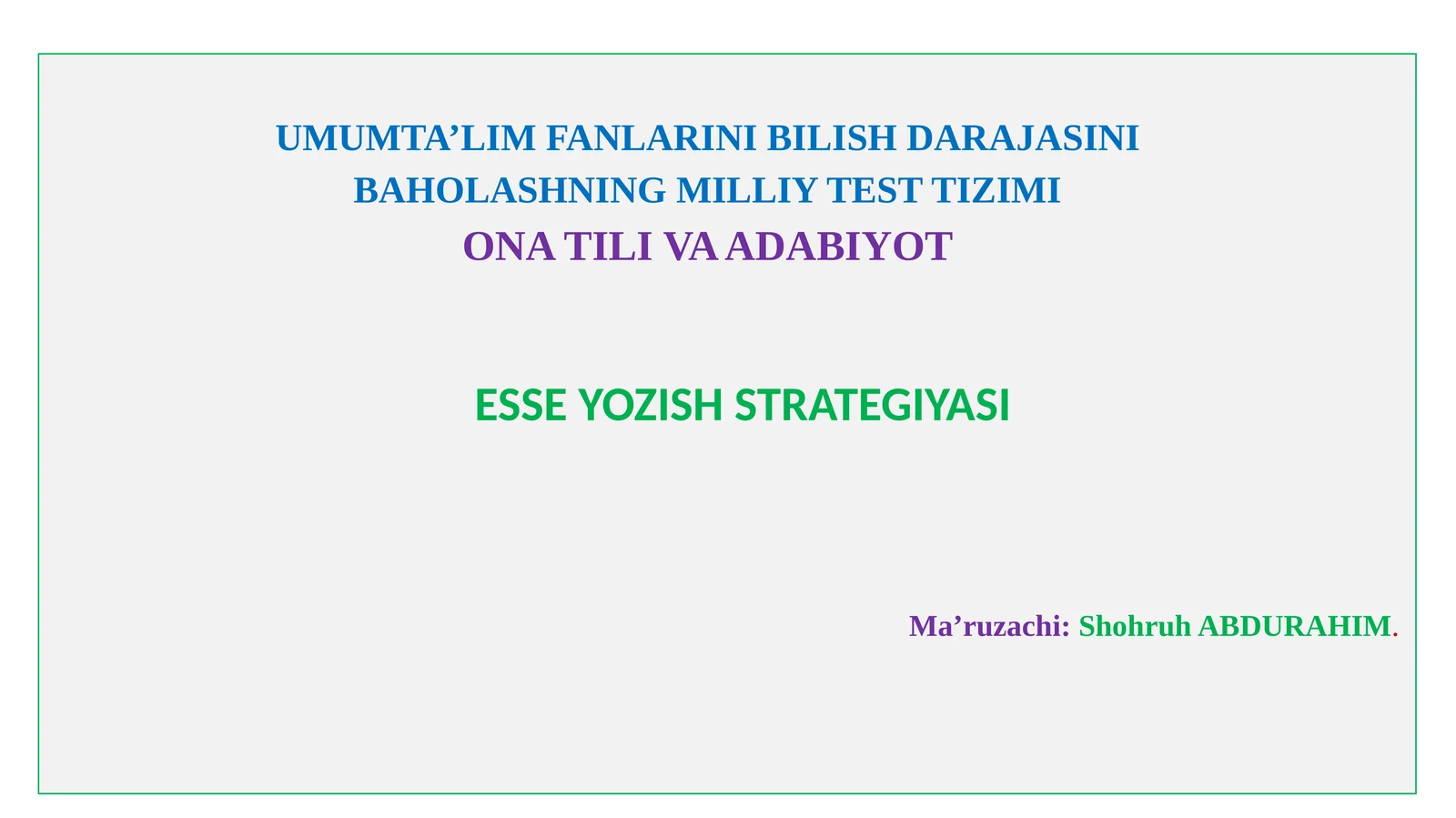 ESSE YOZISH STRATEGIYASI