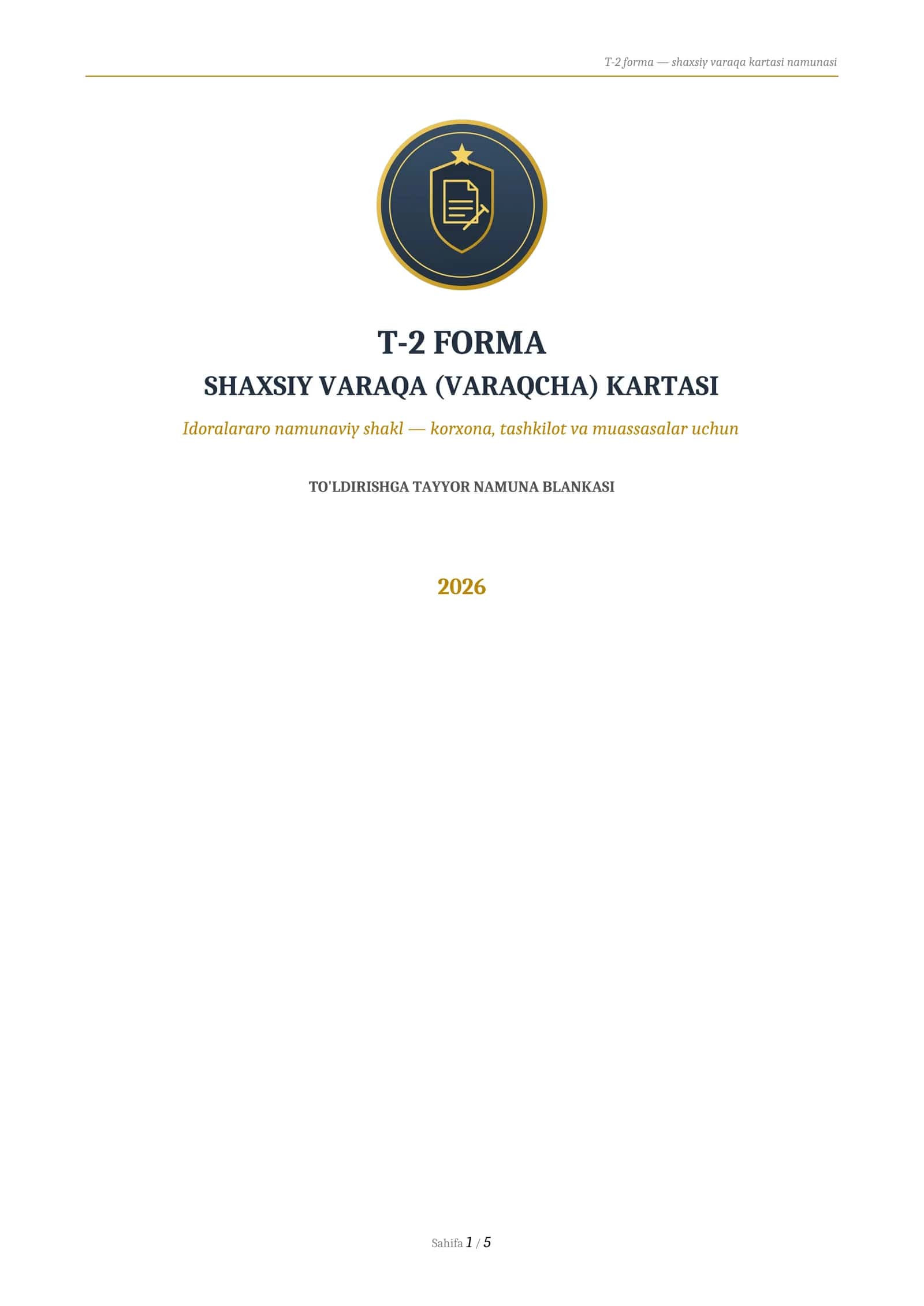t2 forma shaxsiy varaqa
