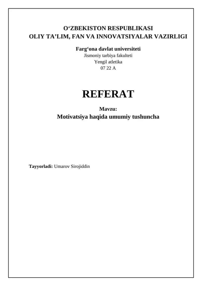 Motivatsiya haqida umumiy tushuncha