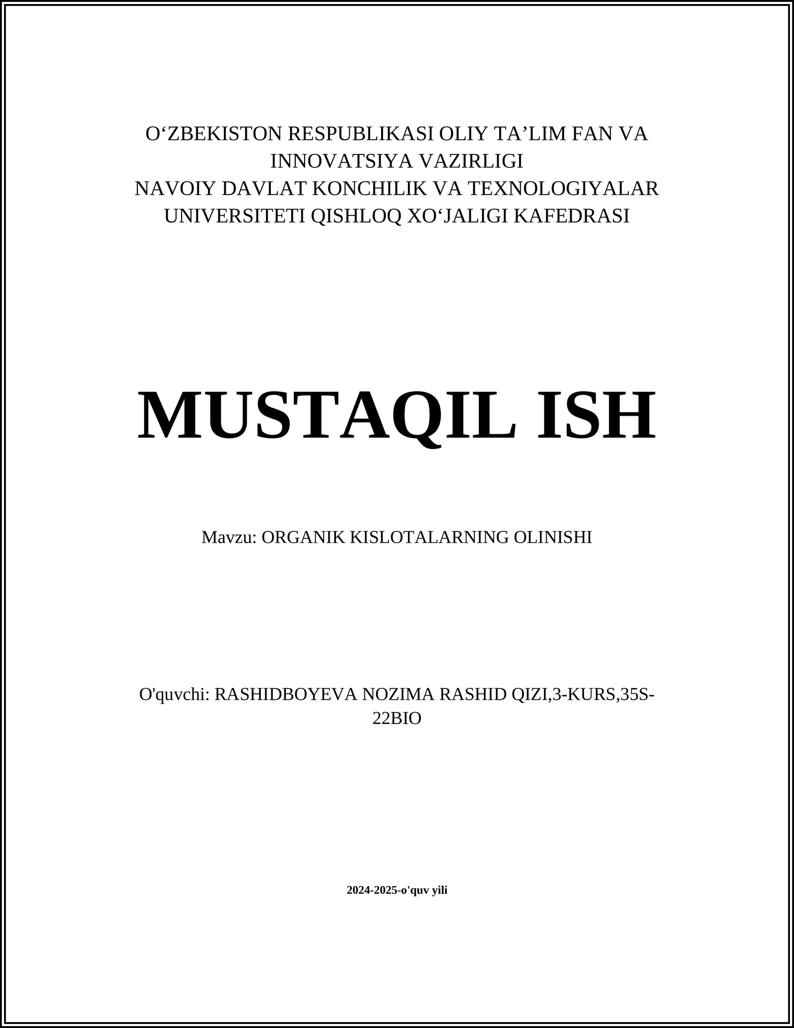 ORGANIK KISLOTALARNING OLINISHI