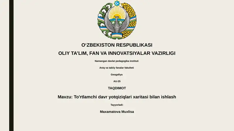 To'rtlamchi davr yotqiziqlari xaritasi bilan ishlash