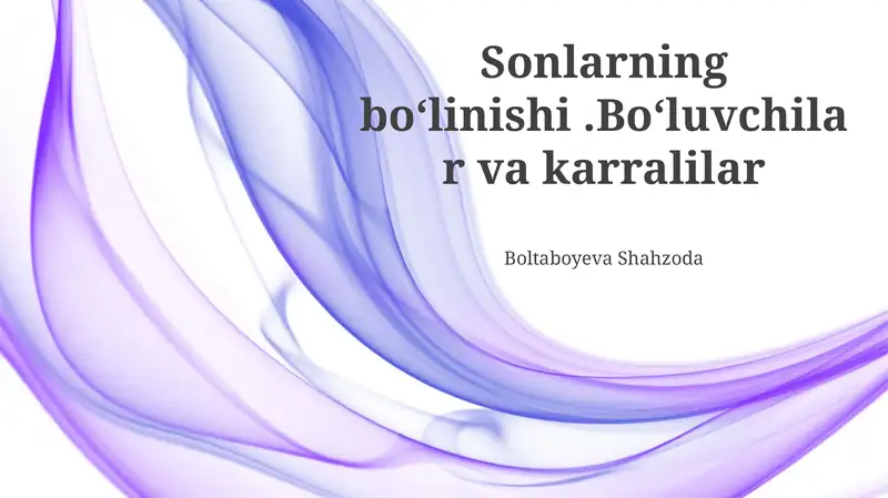 Sonlarning bo'linishi