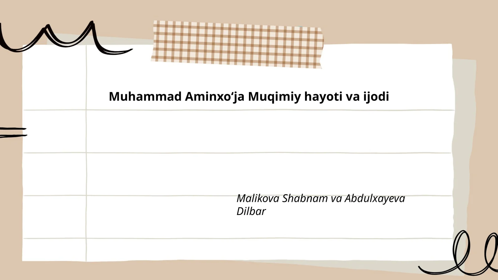 Muhammad Aminxoʻja Muqimiy hayoti va ijodi