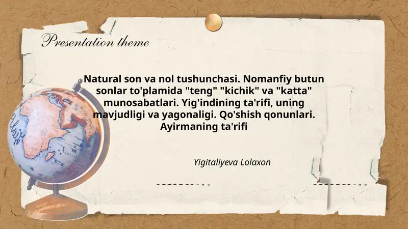 Natural son va nol tushunchasi