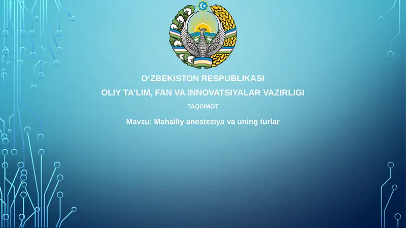 Mahalliyanesteziya va uning turlari