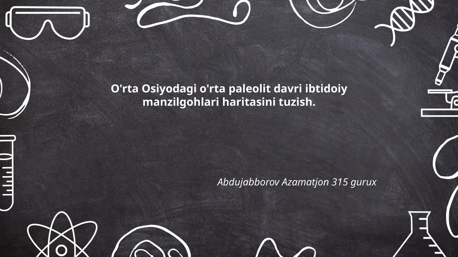 O'rta Osiyodagi o'rta paleolit davri ibtidoiy manzilgohlari haritasini tuzish