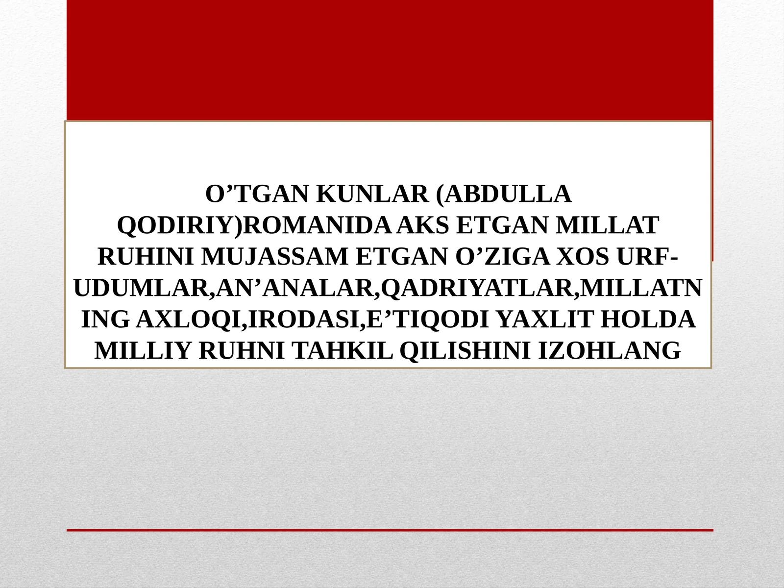 O'TGAN KUNLAR (ABDULLA QODIRIY)