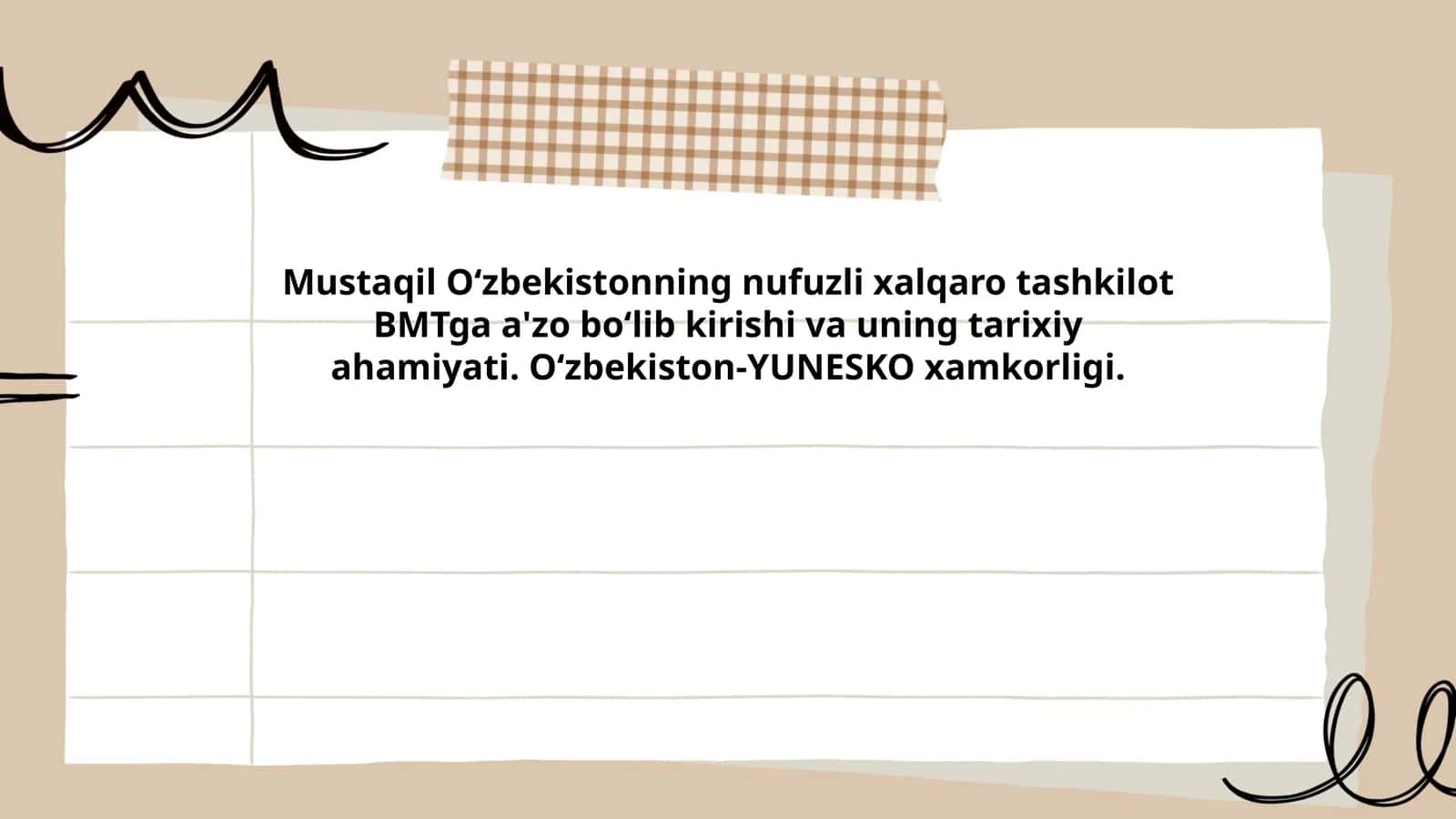 Mustaqil Oʻzbekistonning nufuzli xalqaro tashkilot BMTga a'zo boʻlib kirishi va uning tarixiy ahamiyati