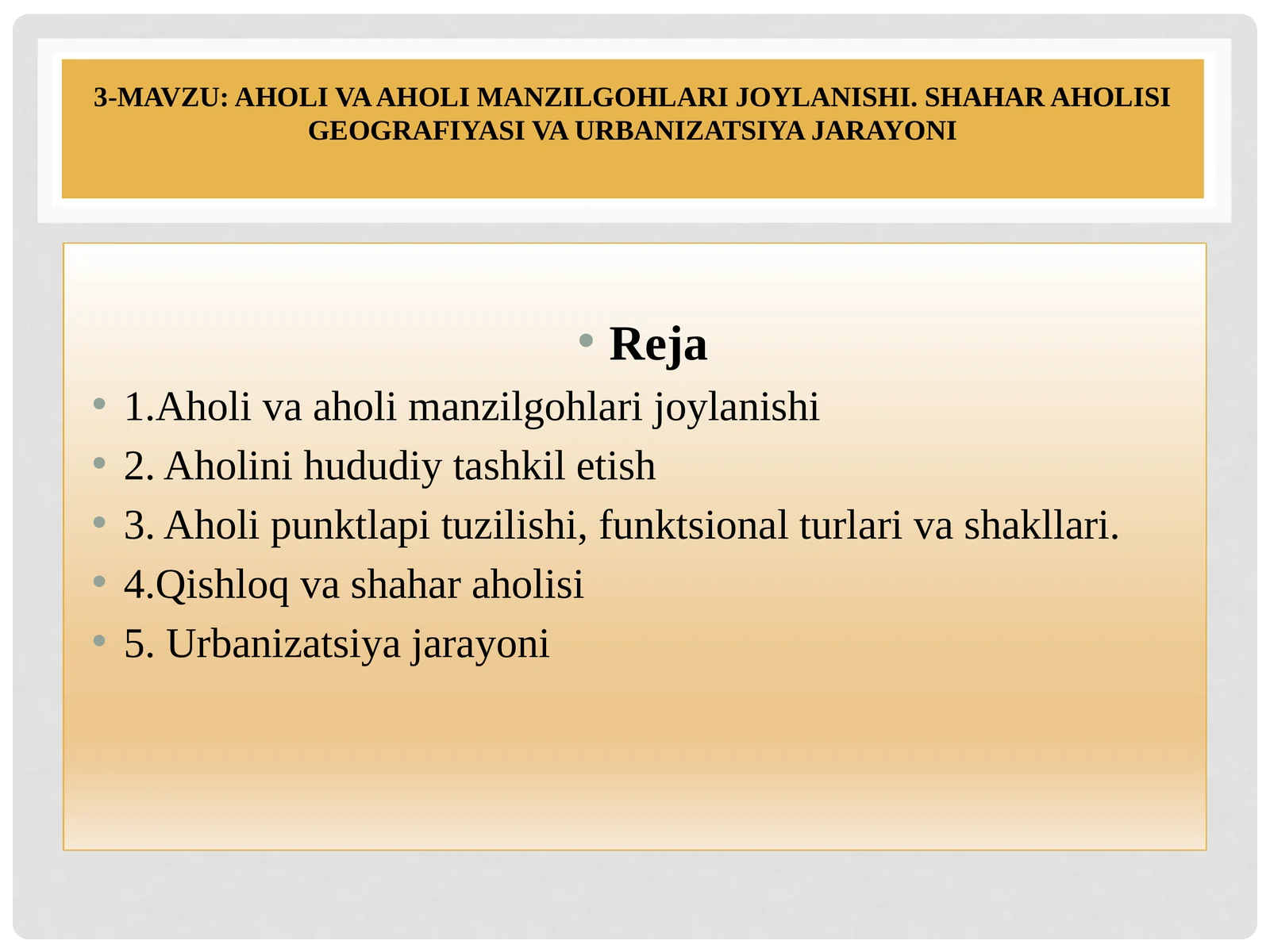 Aholi va aholi manzilgohlari joylanishi
