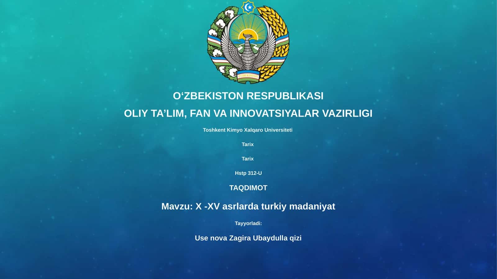 X -XV asrlarda turkiy madaniyat
