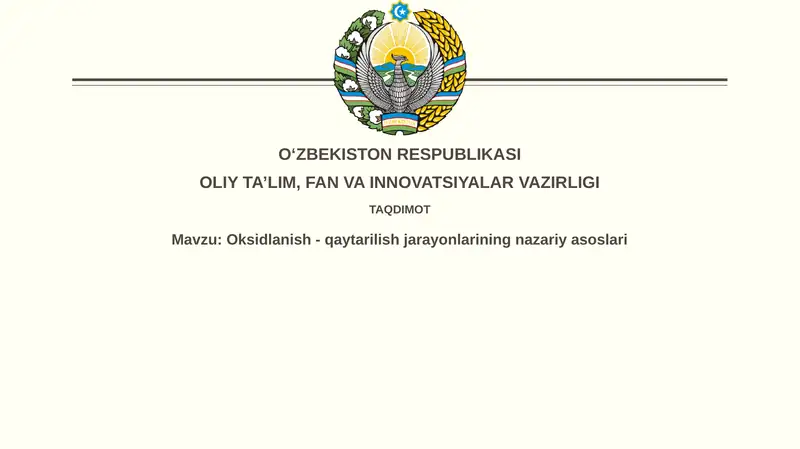 Oksidlanish-qaytarilish jarayonlariningnazariyasoslari