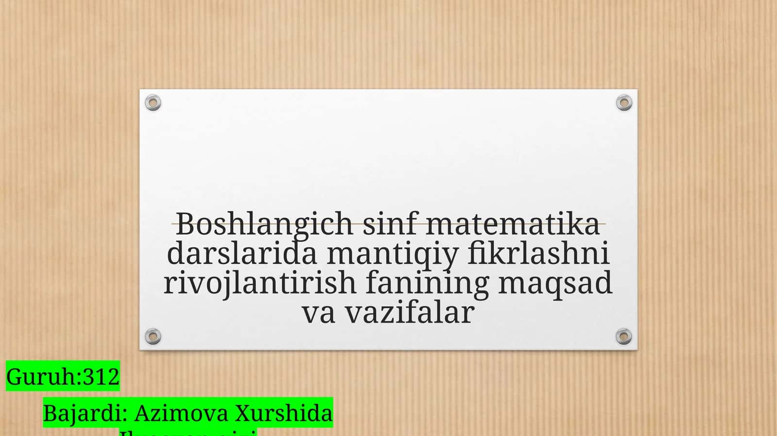 Boshlangichsinfmatematikadarslari