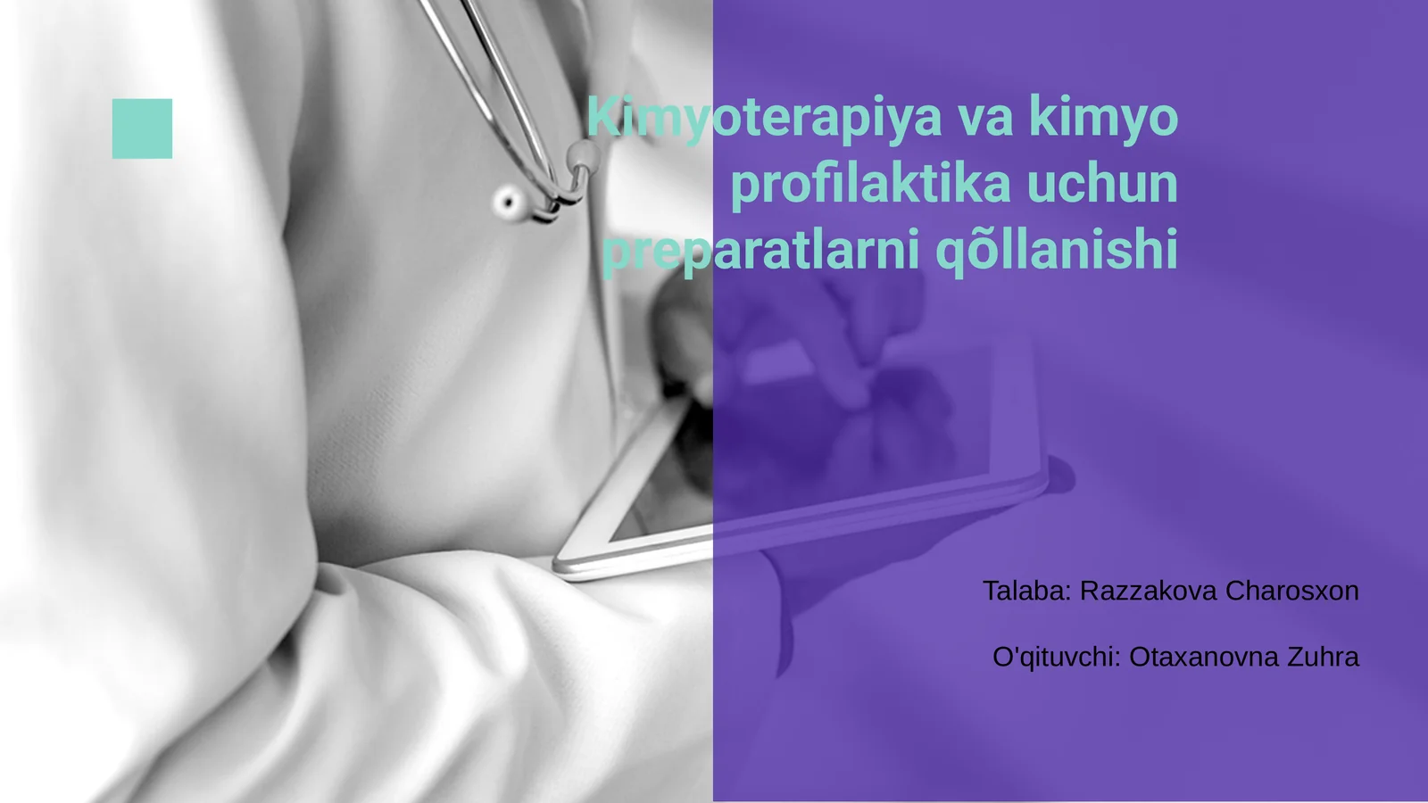 Kimyoterapiya va kimyo profilaktika uchun preparatlarni qõllanishi
