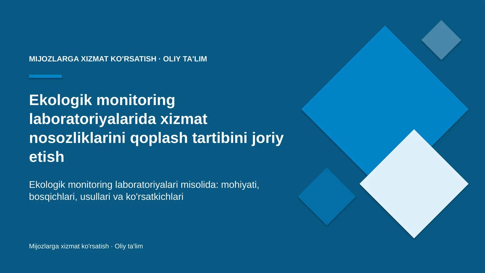 ekologik monitoring laboratoriyalarida xizmat nosozliklarini qoplash tartibini joriy etish 9554