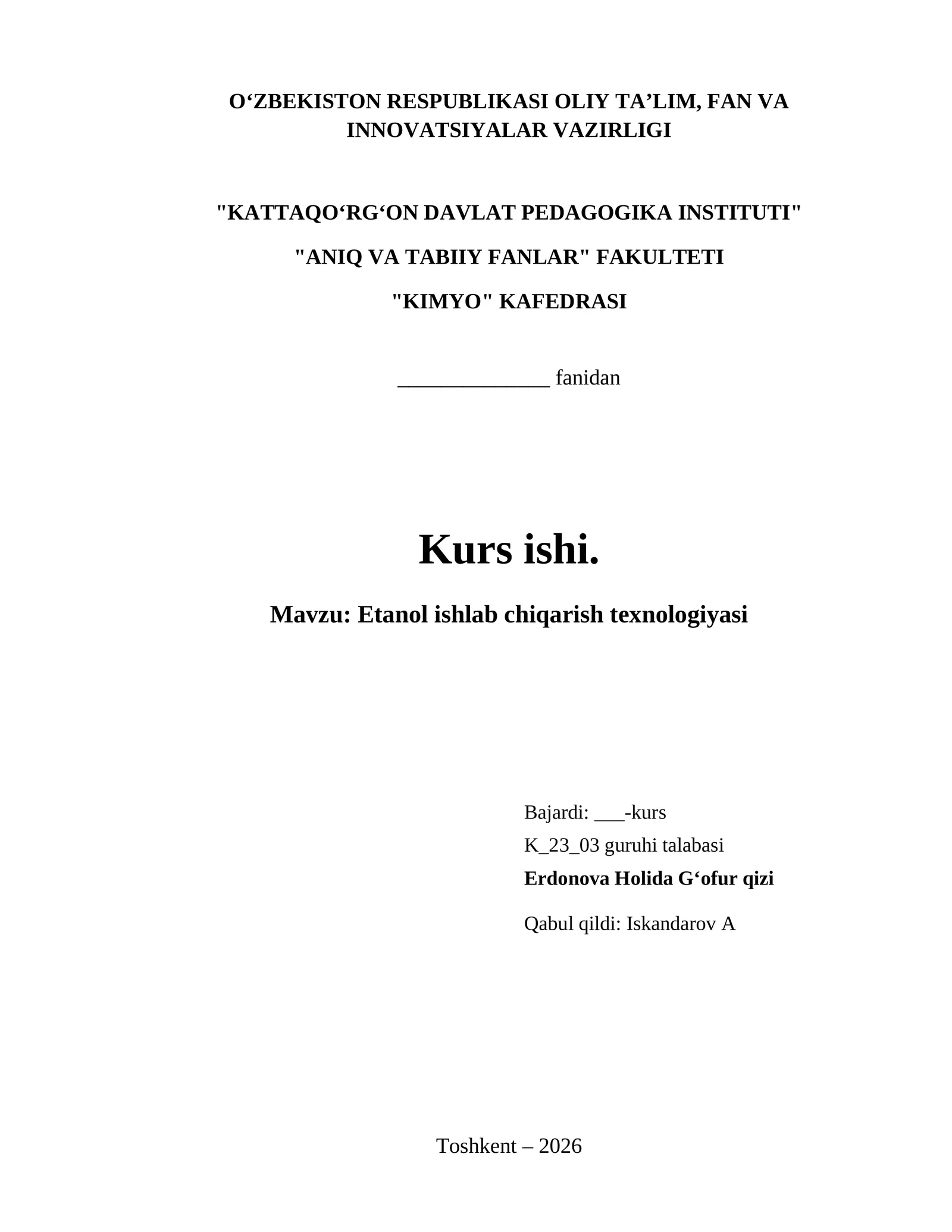 Etanol ishlab chiqarish texnologiyasi