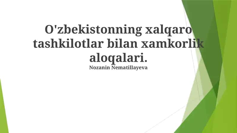 Oʻzbekistonning Xalqaro Hamkorlik Aloqalari