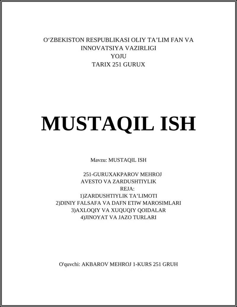 Zardushtiylik Ta'limoti