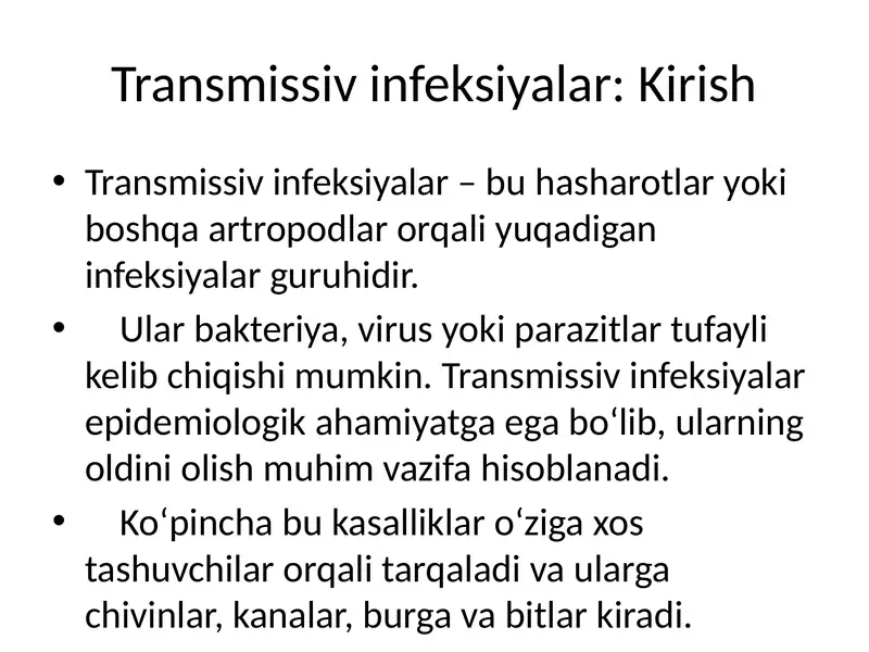 Transmissiv infeksiyalar: Kirish