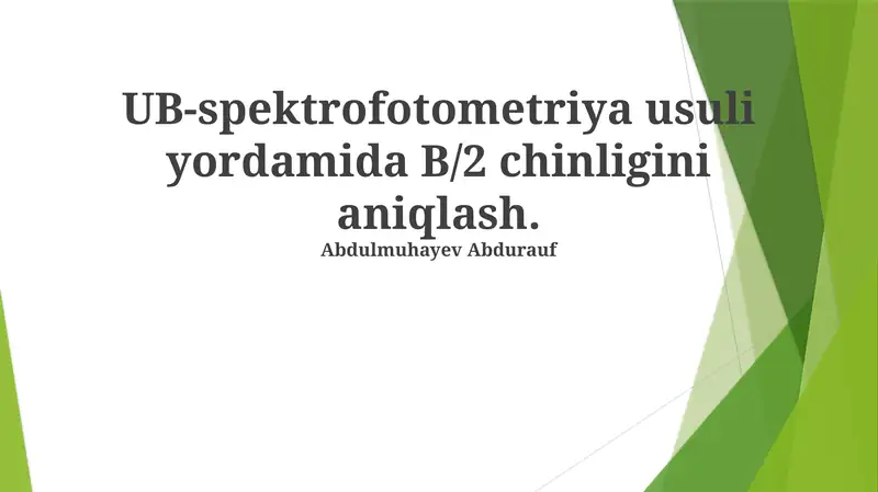 UV-Spektrofotometriya usuli