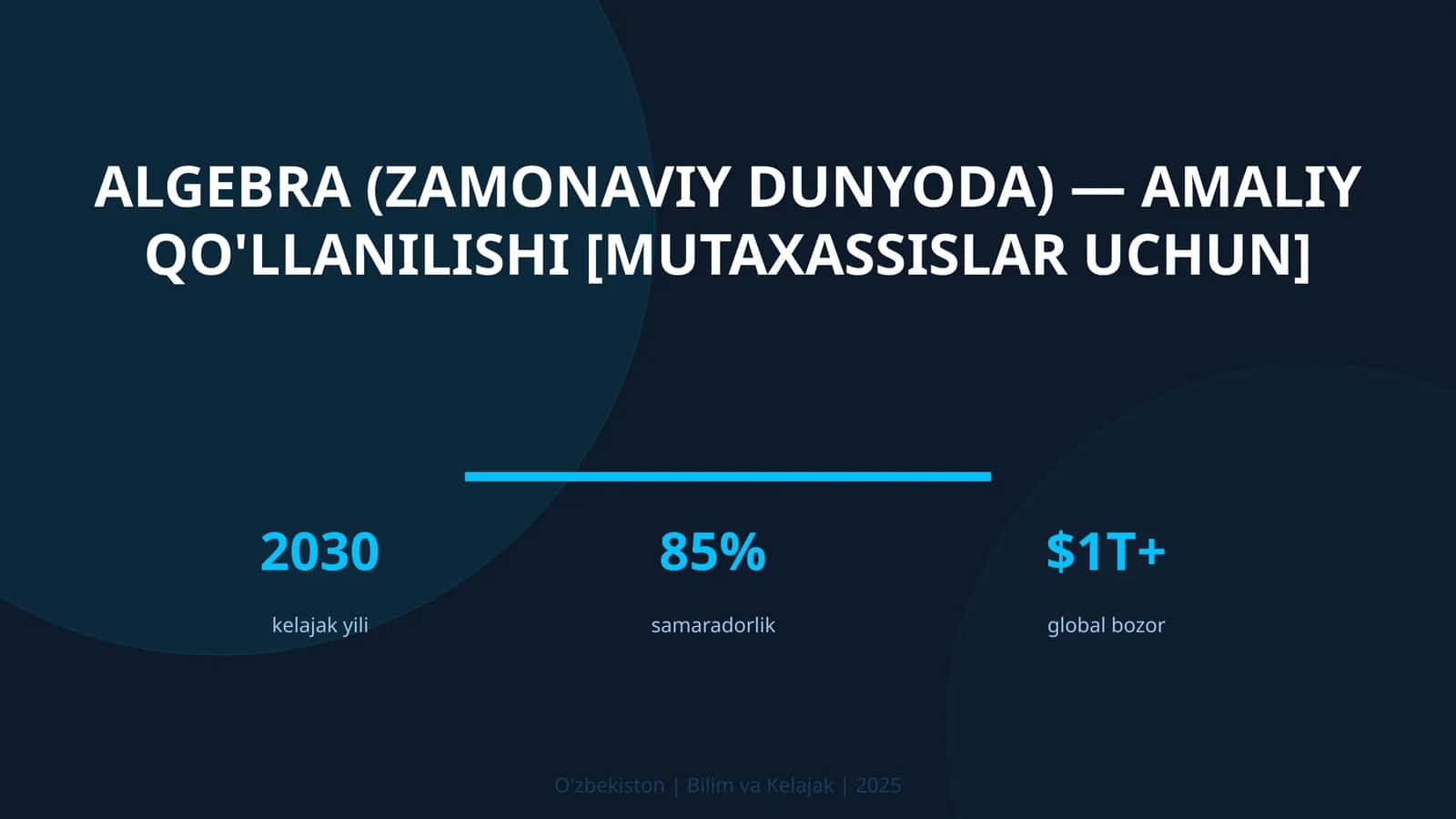 Algebra (zamonaviy dunyoda) — amaliy qo'llanilishi [mutaxassislar uchun]