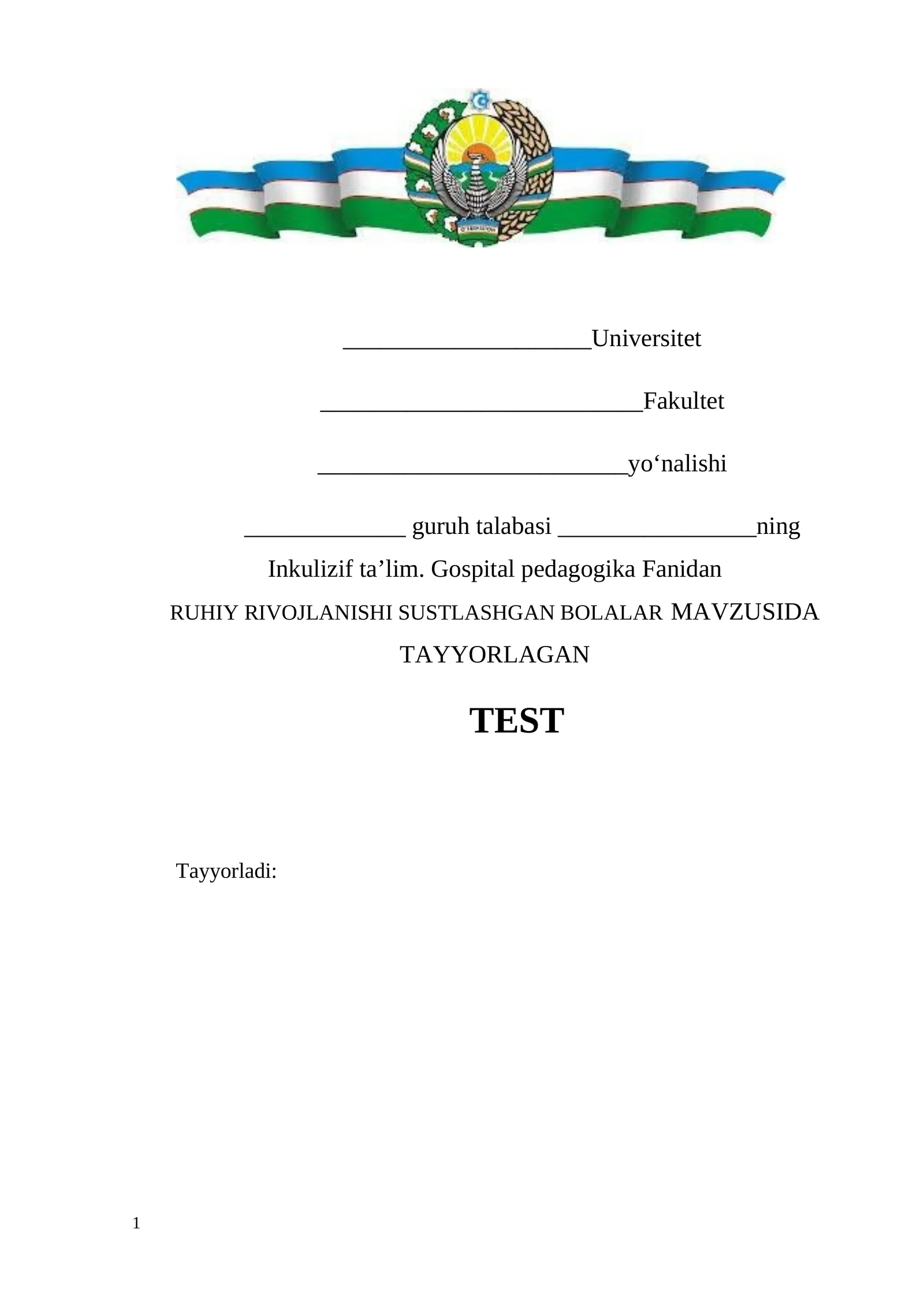 RUHIY RIVOJLANISHI SUSTLASHGAN BOLALAR