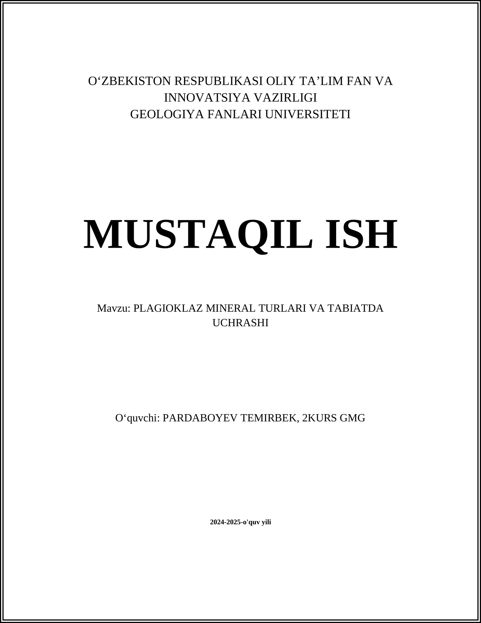 PLAGIOKLAZ MINERAL TURLARI VA TABIATDA UCHRASHI