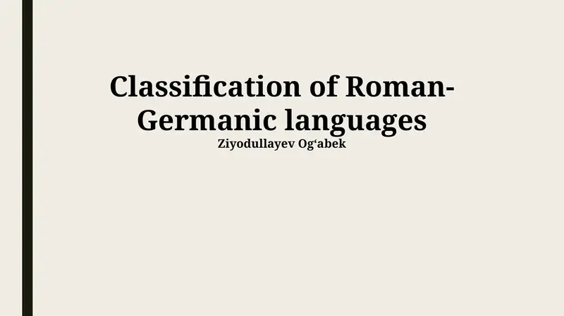 Classification of Roman-Germanic languages