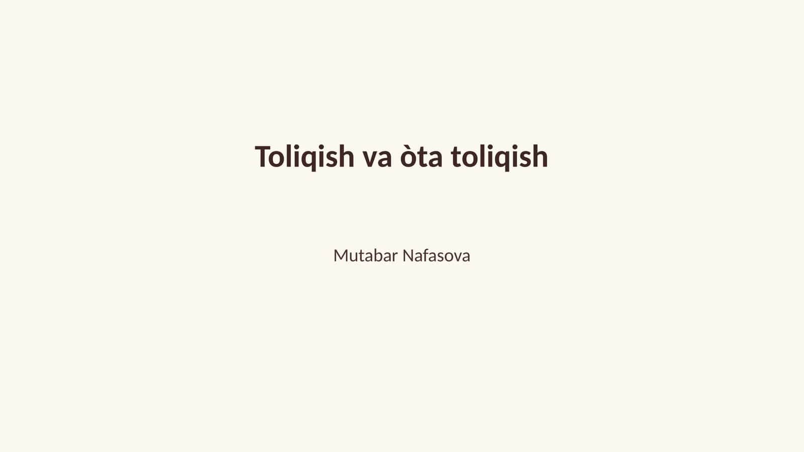 Toliqish va òta toliqish
