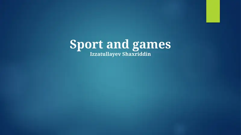 Sport and games