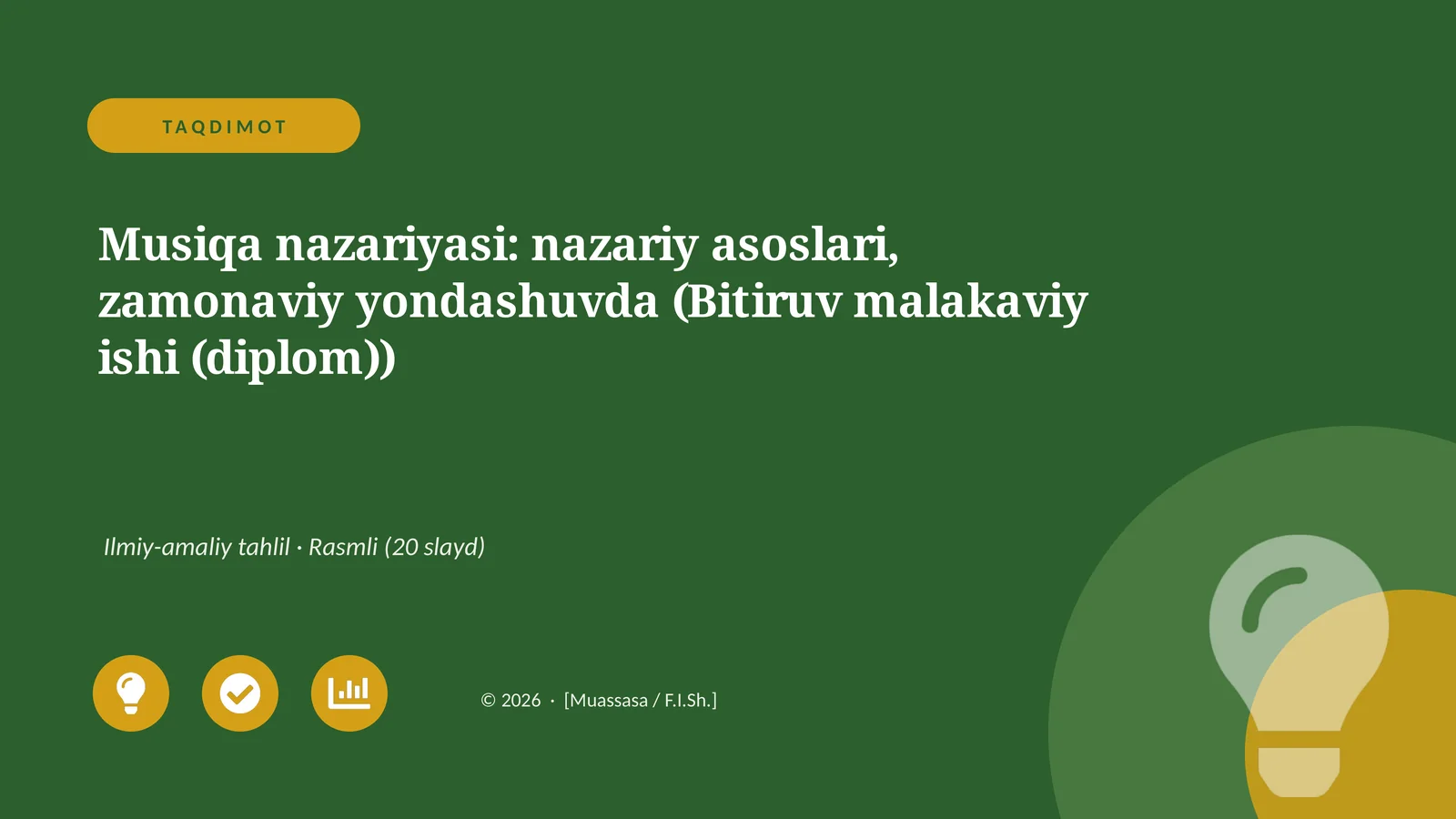 Musiqa nazariyasi: nazariy asoslari, zamonaviy yondashuvda (Bitiruv malakaviy ishi (diplom))