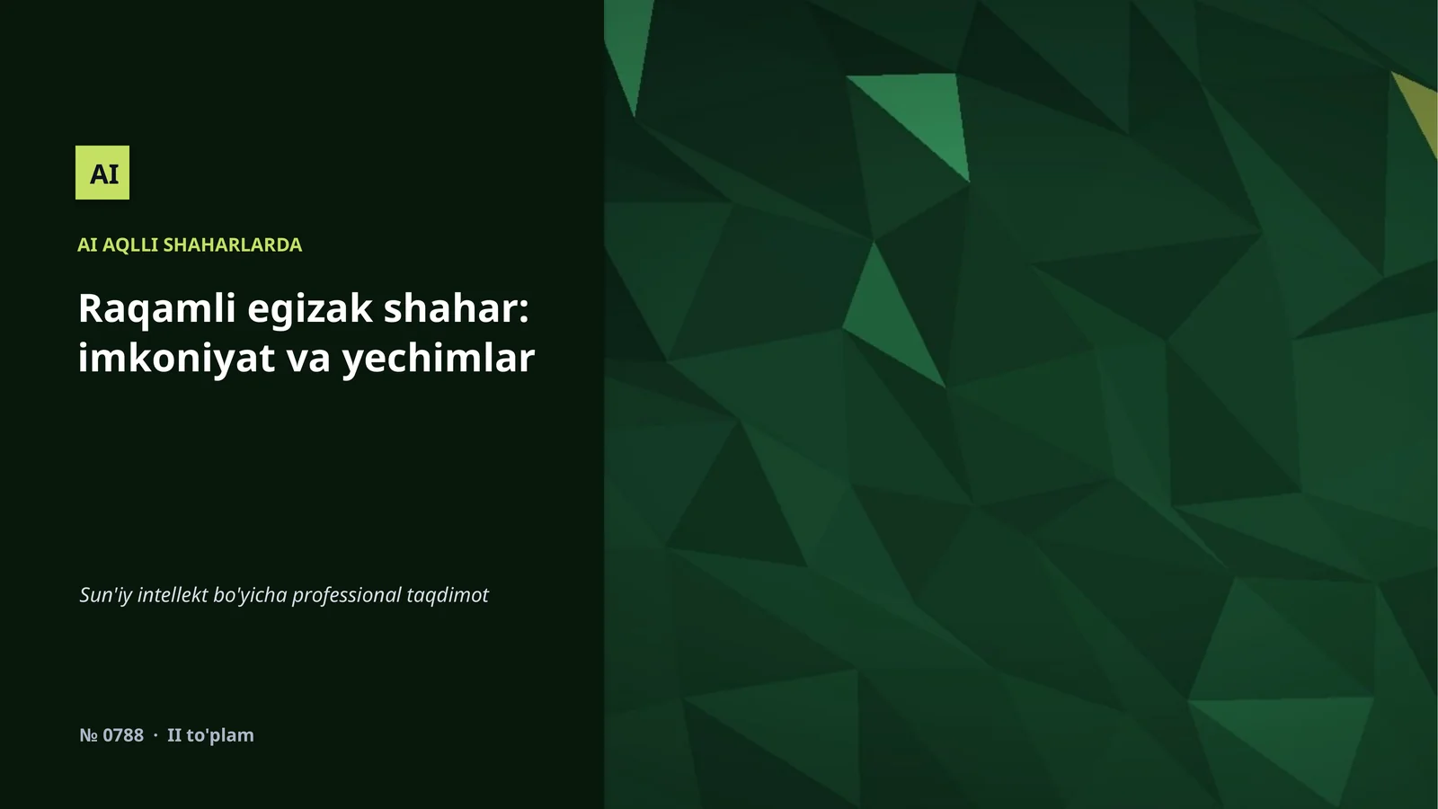 AI AQLLI SHAHARLARDA