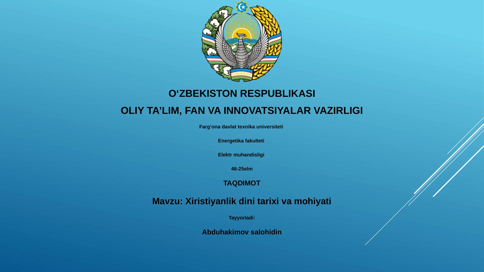 Xiristiyanlik dini tarixi va mohiyati