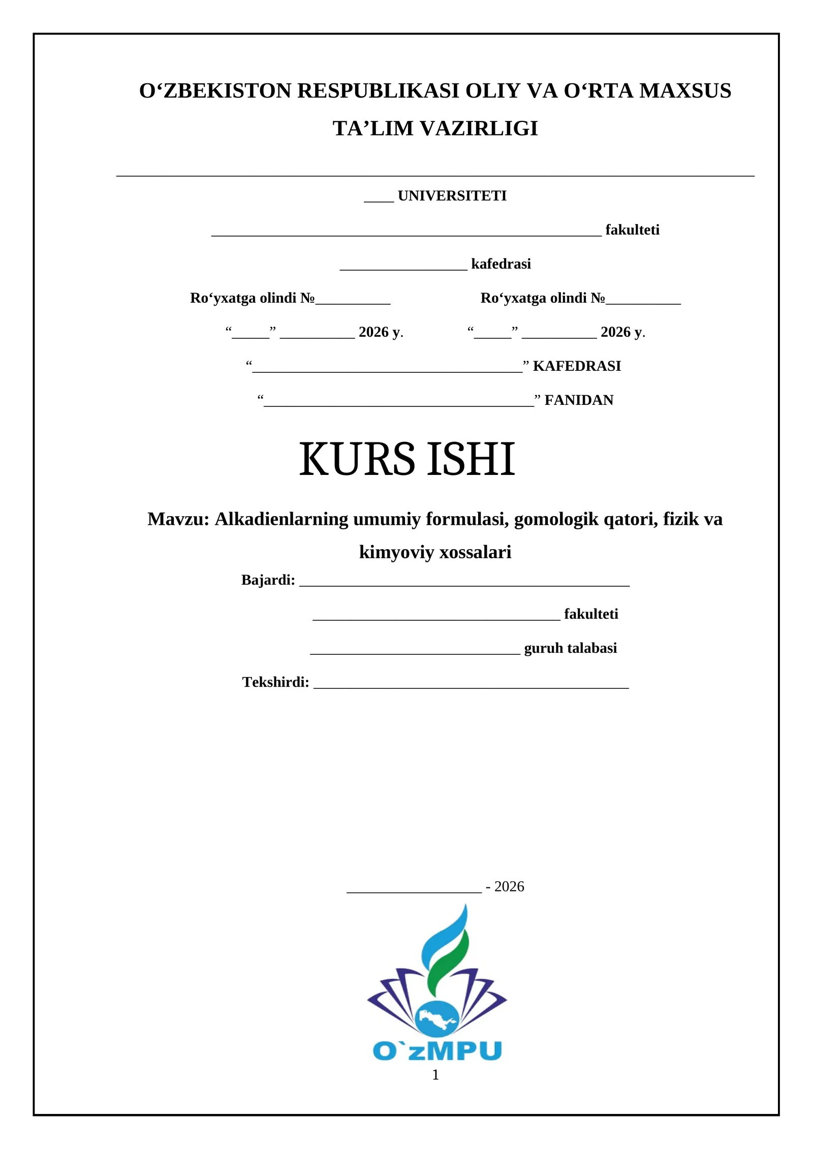 alkadiyenlar olinishi kurs ishi