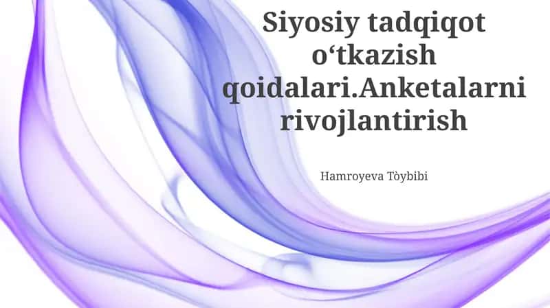 Savolnomalarni ishlab chiqish