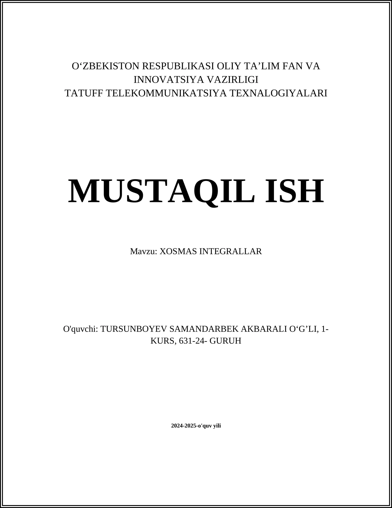 XOSMAS INTEGRALLAR