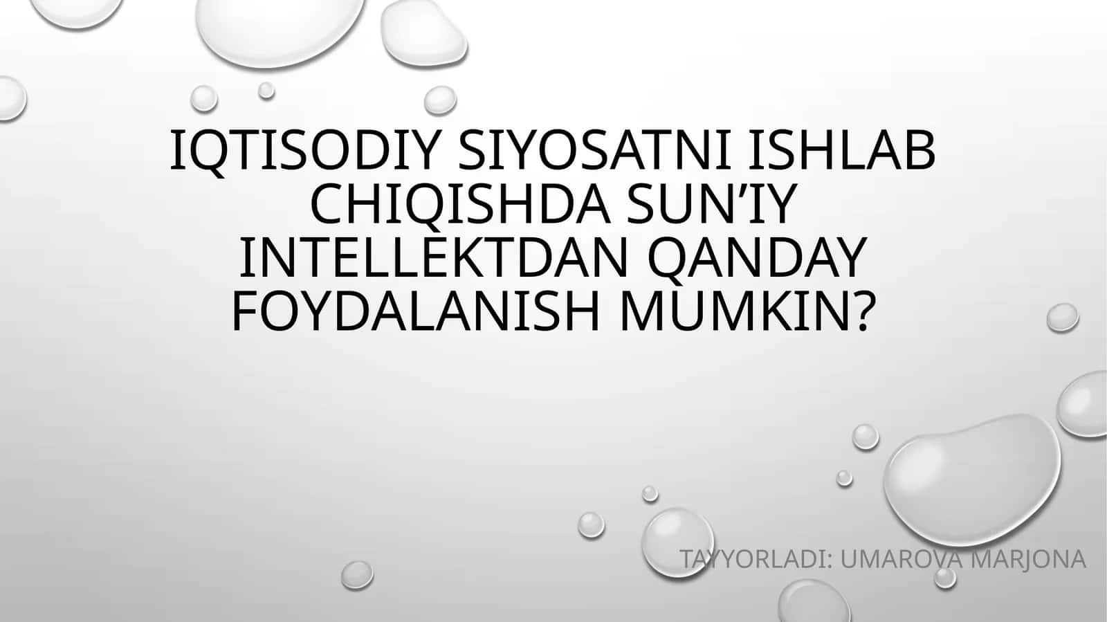 Iqtisodiy siyosatni ishlab chiqishda sun’iy intellektdan qanday foydalanish mumkin?