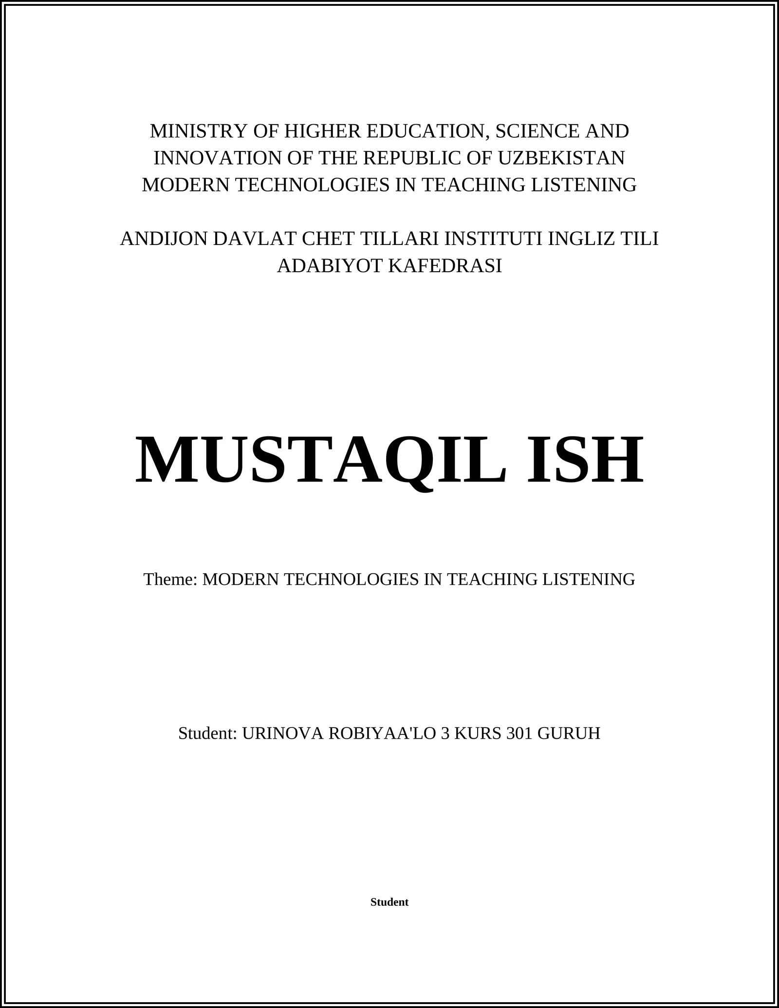 MODERN TECHNOLOGIES IN TEACHING LISTENING
