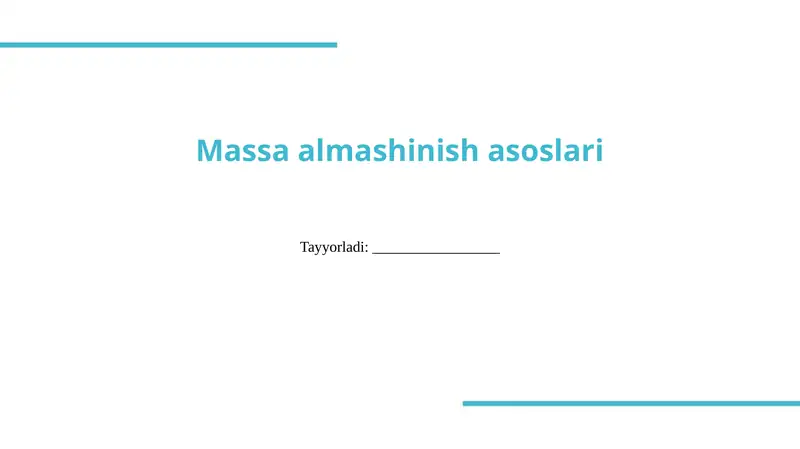 Massa almashinish jarayonlari va mexanizmlari