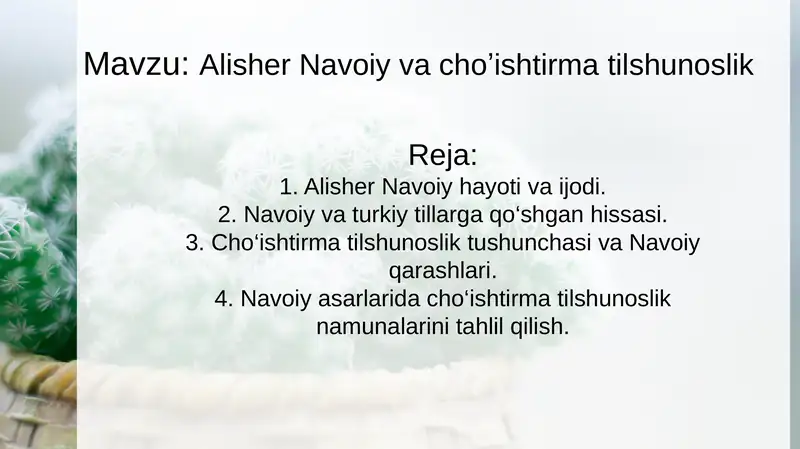 Alisher Navoiy vachoʼishtirmatilshunoslik