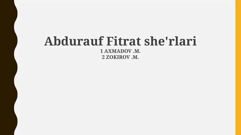 Abdurauf Fitrat she'rlari