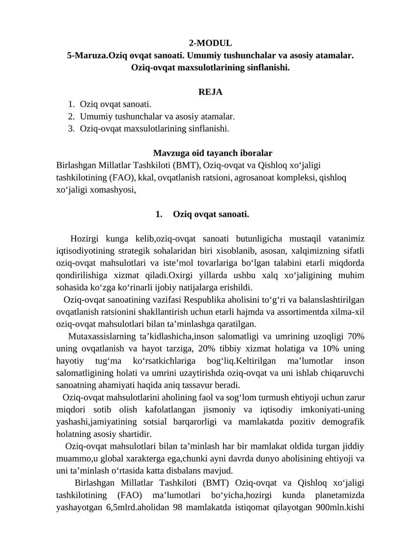 Oziq ovqat sanoati