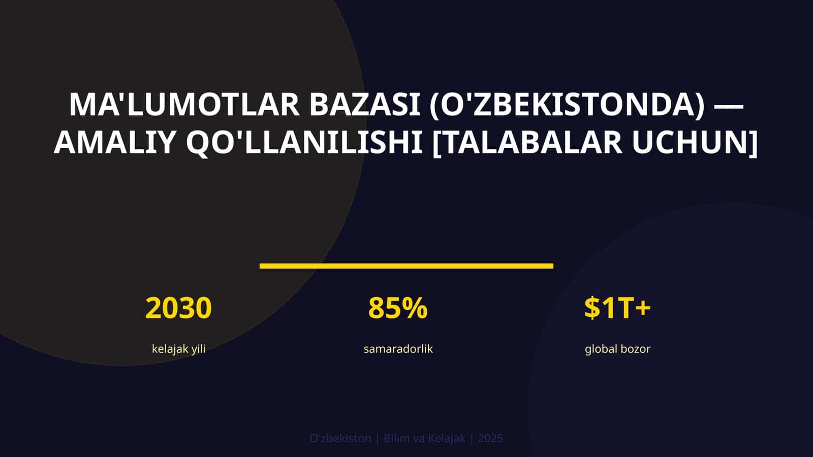 Ma'lumotlar bazasi (O'zbekistonda) — amaliy qo'llanilishi [talabalar uchun]