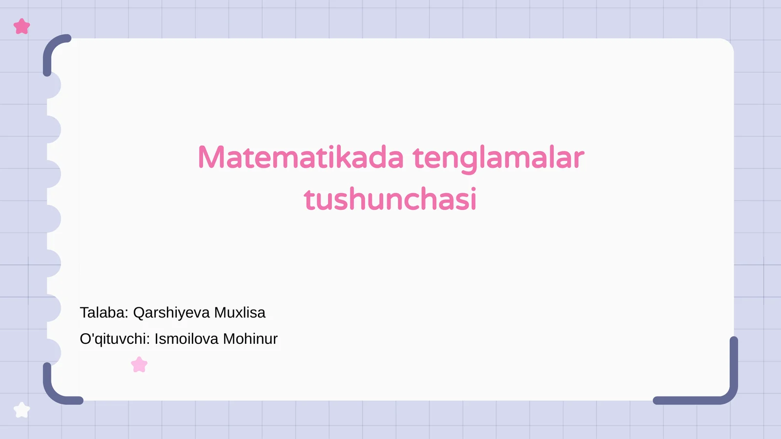 Matematikada tenglamalar tushunchasi